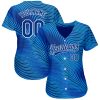 Custom Light Blue Royal-White 3D Pattern Design Authentic Baseball Jersey - Image 2