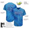 Custom Light Blue Royal-White 3D Pattern Design Authentic Baseball Jersey - Image 3
