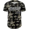 Custom Black White 3D Pattern Design Boats And Fish Authentic Baseball Jersey - Image 2