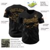 Custom Black Old Gold 3D Pattern Design Lightning Authentic Baseball Jersey - Image 3