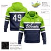 Custom Stitched Navy White-Neon Green Line Sports Pullover Sweatshirt Hoodie - Image 2
