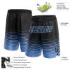 Custom Black Light Blue Pinstripe Fade Fashion Authentic Basketball Shorts - Image 2