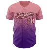 Custom Medium Pink Purple-Black Authentic Fade Fashion Baseball Jersey - Image 2