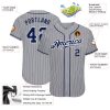 Custom Gray Navy Pinstripe Navy-White Authentic Baseball Jersey - Image 3