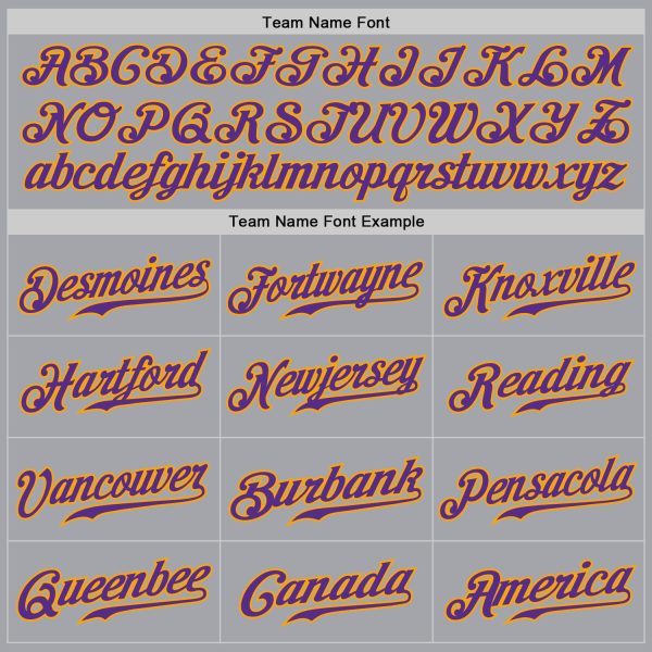 Custom Gray Purple Pinstripe Purple-Gold Authentic Baseball Jersey - Image 5