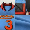 Custom Light Blue Orange-Black Bomber Full-Snap Varsity Letterman Two Tone Jacket - Image 2