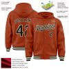 Custom Texas Orange Black-Cream Bomber Full-Snap Varsity Letterman Hoodie Jacket - Image 3