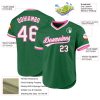Custom Kelly Green White-Pink Authentic Throwback Baseball Jersey - Image 3