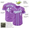 Custom Medium Purple White-Light Blue Authentic Baseball Jersey - Image 3