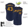Custom Navy Gold Authentic Sleeveless Baseball Jersey - Image 2