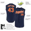 Custom Navy Orange-White Authentic Sleeveless Baseball Jersey - Image 2