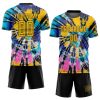 Custom Tie Dye Gold-Black Sublimation Soccer Uniform Jersey - Image 2