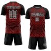 Custom Black Red-White Abstract Geometric Shapes Sublimation Soccer Uniform Jersey - Image 2