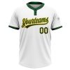 Custom White Green-Gold Two-Button Unisex Softball Jersey - Image 2