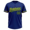 Custom Royal Kelly Green-Yellow Two-Button Unisex Softball Jersey - Image 2