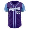 Custom Purple White-Light Blue Authentic Two Tone Baseball Jersey - Image 2