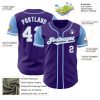 Custom Purple White-Light Blue Authentic Two Tone Baseball Jersey - Image 3