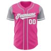 Custom Pink White-Gray Authentic Two Tone Baseball Jersey - Image 2