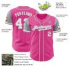 Custom Pink White-Gray Authentic Two Tone Baseball Jersey - Image 3