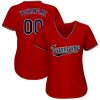 Custom Red Navy-Old Gold Baseball Jersey - Image 2