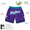 Custom Purple White-Teal Authentic Throwback Basketball Shorts - Image 2