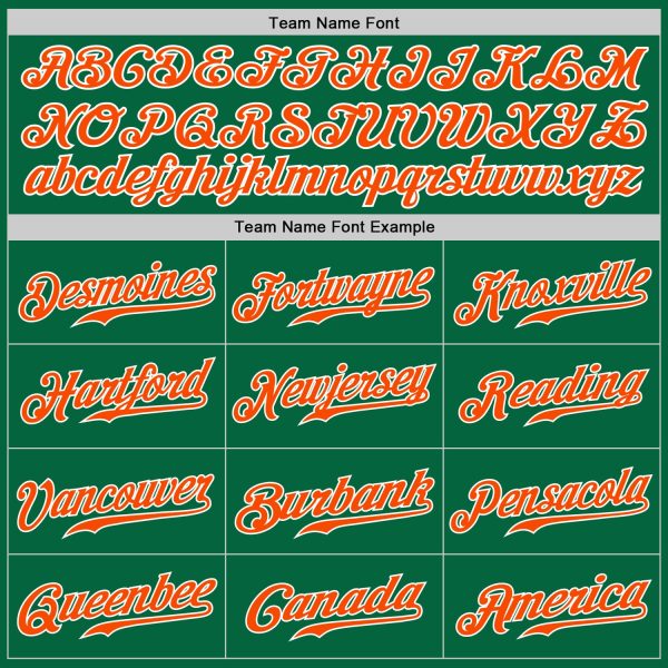 Custom Kelly Green Orange-Gray Authentic Split Fashion Baseball Jersey - Image 5